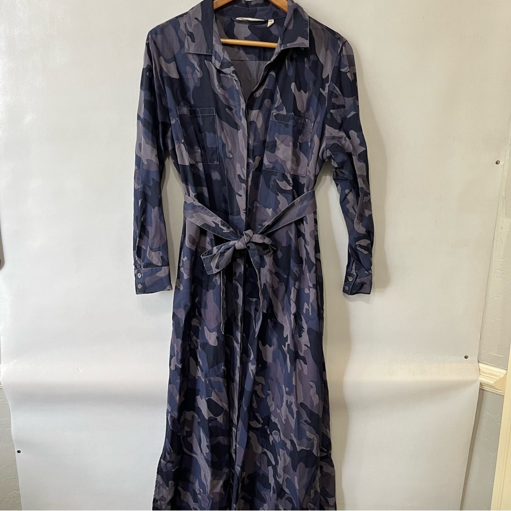 Soft Surroundings Blue Maxi Camo Dress
